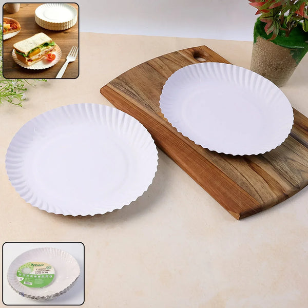 Freshee 9 Inch Round Compostable Paper Plate – 25 Pcs Pack - justgrabit.in | Just Grab It