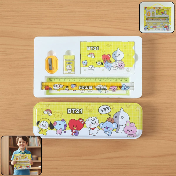 Premium Cartoon Printed Pencil Box Stationery Set (1 Pc) - justgrabit.in | Just Grab It