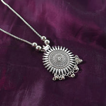 Oxidised Silver Traditional Long Necklace (1 Pc) - justgrabit.in | Just Grab It