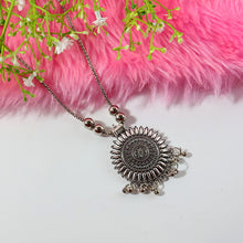Oxidised Silver Traditional Long Necklace (1 Pc) - justgrabit.in | Just Grab It