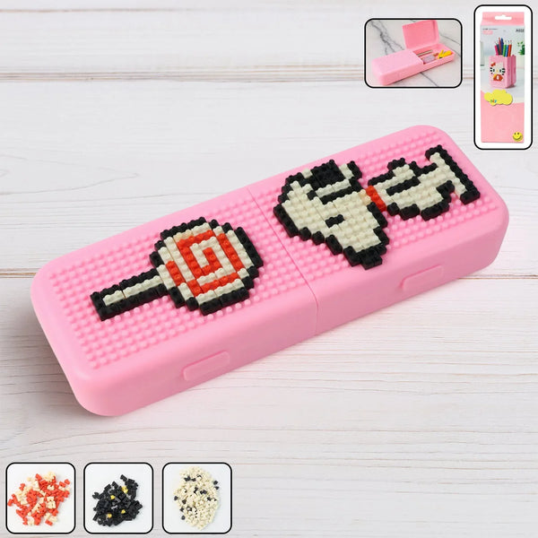 DIY Pixel Art Pencil Box with Building Blocks (1 Set) - justgrabit.in | Just Grab It