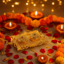 Royal Ornate Oval Pooja Thali - (1 Pc) - justgrabit.in | Just Grab It