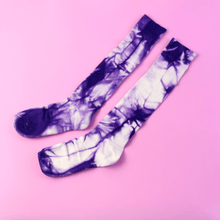 Purple & White Tie - Dye Long Socks (1 Pair) - justgrabit.in | Just Grab It