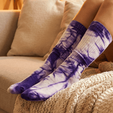 Purple & White Tie - Dye Long Socks (1 Pair) - justgrabit.in | Just Grab It