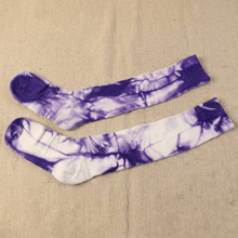 Purple & White Tie - Dye Long Socks (1 Pair) - justgrabit.in | Just Grab It