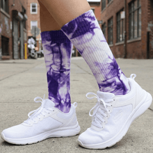 Purple & White Tie - Dye Long Socks (1 Pair) - justgrabit.in | Just Grab It