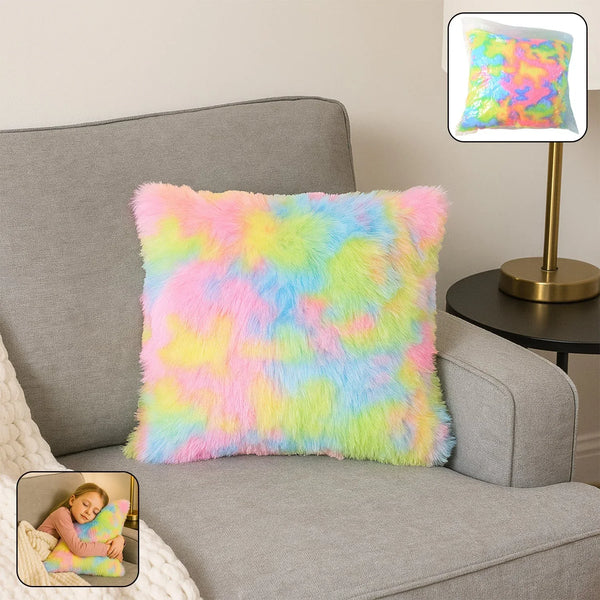 Soft Plush Multicolor Rainbow Cushion Pillow (1 Pc) - Justgrabit Inc.