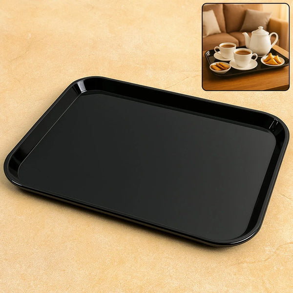 Plastic Serving Tray / Plate – 40 × 30 cm (1 Pc / Black) - justgrabit.in | Just Grab It