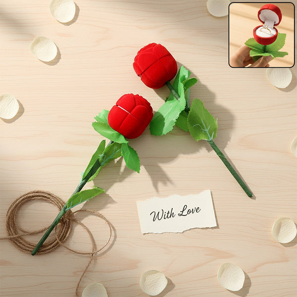 Romantic Artificial Rose Ring Box Stick – 2 Piece Flower Shaped - justgrabit.in | Just Grab It