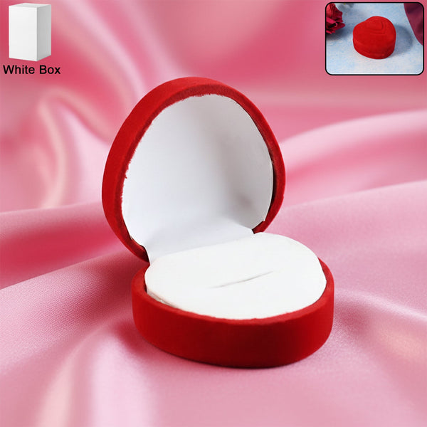 Premium Heart - Shaped Velvet Jewellery Ring Box (1 Pc) - justgrabit.in | Just Grab It