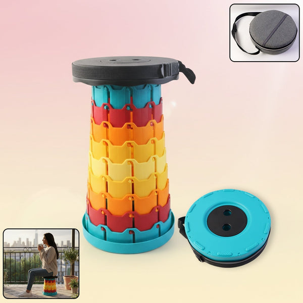 Collapsible Stool with Handle for Portable Seating (44x25.5 cm) - justgrabit.in | Just Grab It