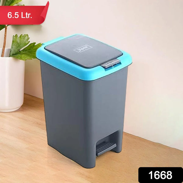 Apex Plastic Push N Pedal Dust Bin | Hands - Free Operation, Compact Design 6.5 Liters (1 Pc / Mix Color) - Justgrabit Inc.