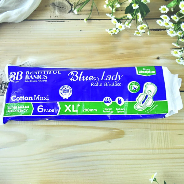 Beautiful Basics Blue Lady Sanitary Pads XL 280mm (6 Pc) - Justgrabit Inc.