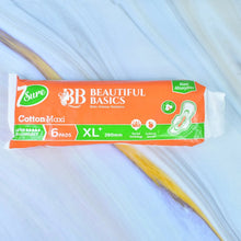 Beautiful Basics Orange Cotton Maxi Sanitary Pads XL+ 280mm Pack of 6 Pads - Justgrabit Inc.