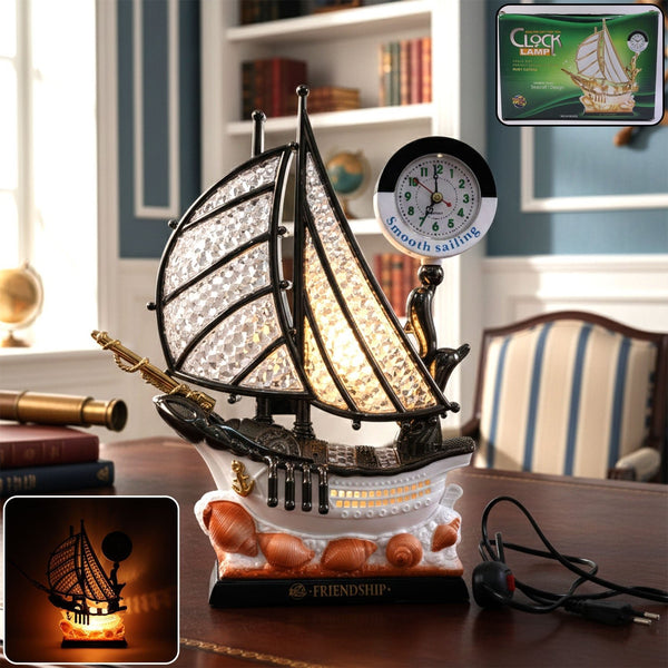 Decorative Ship Shape Clock Lamp (1 Pc) - justgrabit.in | Just Grab It