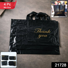 black thank you printed carry bags mix size (4 Pc Set) - justgrabit.in | Just Grab It