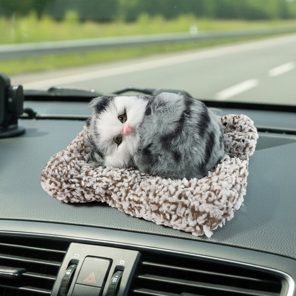 Soft Plush Cute Open - Eye Cat Car Dashboard Showpiece Toy (1 Pc) - justgrabit.in | Just Grab It