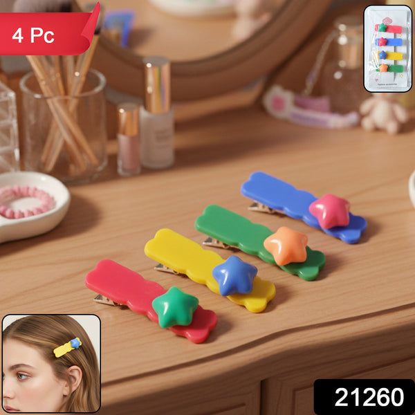 Colorful Star Design Decorative Hair Clip Set (4 Pc) - justgrabit.in | Just Grab It