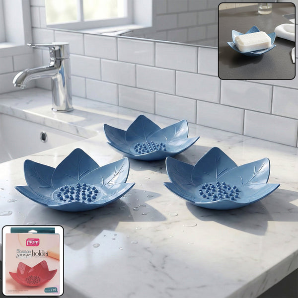 Supermom 3 - Piece Lotus Blossom Design Soap Holder Set - justgrabit.in | Just Grab It