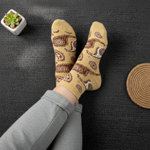 Beige Paisley Printed Fashion Socks (1 Pair) - justgrabit.in | Just Grab It