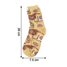 Beige Paisley Printed Fashion Socks (1 Pair) - justgrabit.in | Just Grab It