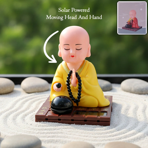 Yellow Solar Powered Sitting Buddha Statue (1 Pc / Medium) - justgrabit.in | Just Grab It