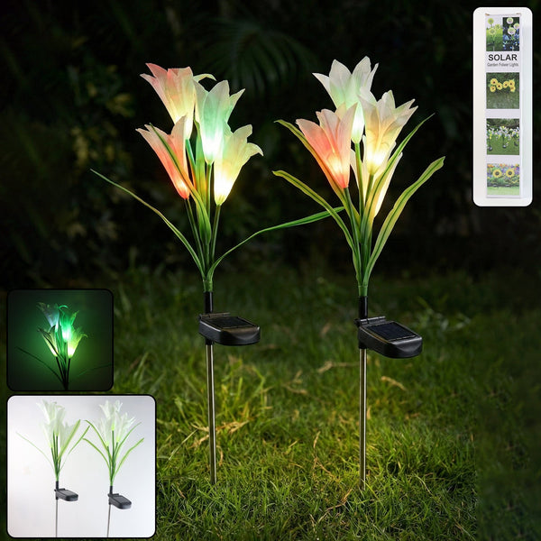 Solar Garden Flower Lights - (2Pc Set) - justgrabit.in | Just Grab It