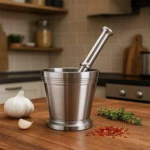 Heavy Duty Stainless Steel Mortar and Pestle Set for Kitchen, Khalbatta Set (2 Pc Set) - Justgrabit Inc.