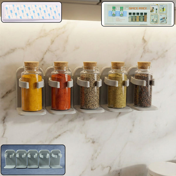 Wall - Mounted Adjustable Spice Rack Organizer (1 Pc) - justgrabit.in | Just Grab It
