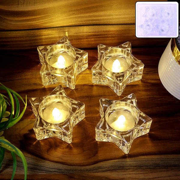 Flameless Star - Shaped LED Candles (4 Pc / Set) - justgrabit.in | Just Grab It