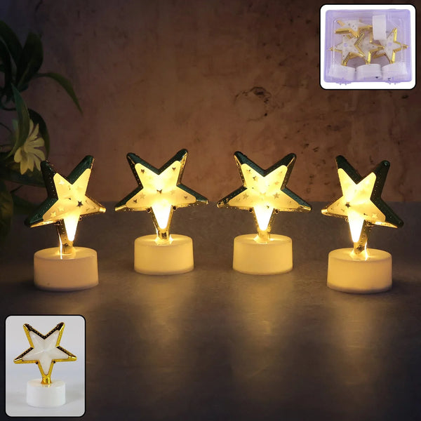 Decorative Star Shaped Flameless LED Candles (4 Pc) - justgrabit.in | Just Grab It