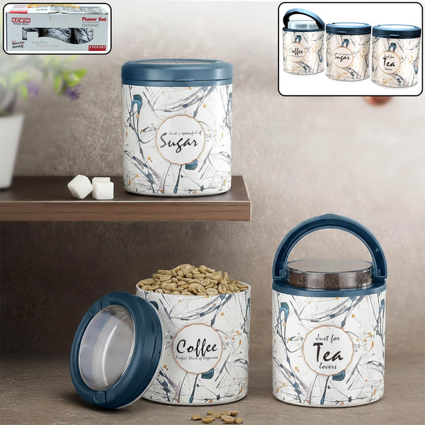 Multipurpose Plastic Tea Coffee Sugar Storage Container (3 Pc Set) - justgrabit.in | Just Grab It
