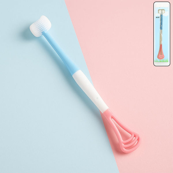 2 - in - 1 Baby Tongue Cleaner and Oral Massager Stick with Soft Silicone Brush Head - justgrabit.in | Just Grab It