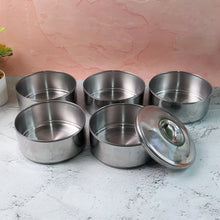 5 Compartment Lunch Box (Stainless Steel): Round Tiffin, Leakproof (16x5