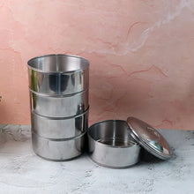 5 Compartment Lunch Box (Stainless Steel): Round Tiffin, Leakproof (16x5