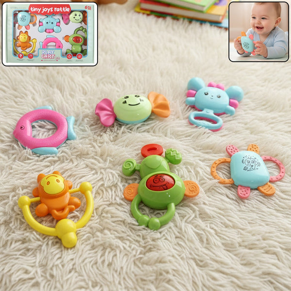 Play Cart Tiny Joys Rattle Toy Set – 6 - in - 1 Baby Rattles - justgrabit.in | Just Grab It
