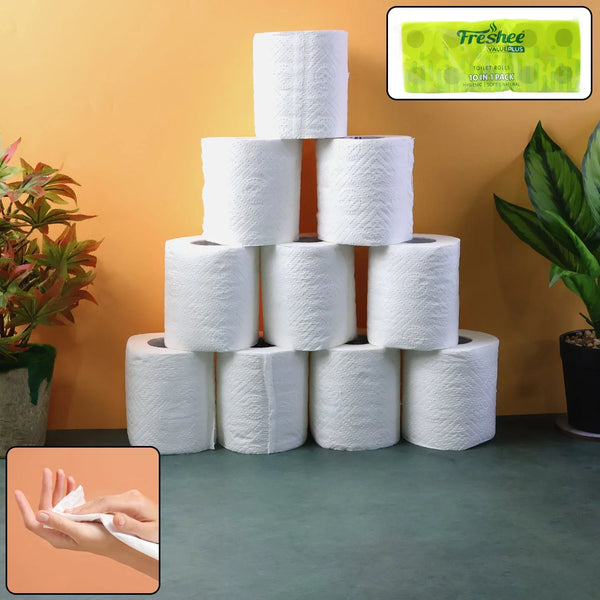 Toilet Tissue Rolls – Soft Embossed Bathroom Tissue, 220 Sheets × 10 Rolls - justgrabit.in | Just Grab It