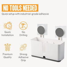 Wall Mounted 3 Compartment Toothbrush Holder with Adhesive Installation (1 Pc) - justgrabit.in | Just Grab It