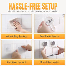 Wall Mounted 3 Compartment Toothbrush Holder with Adhesive Installation (1 Pc) - justgrabit.in | Just Grab It