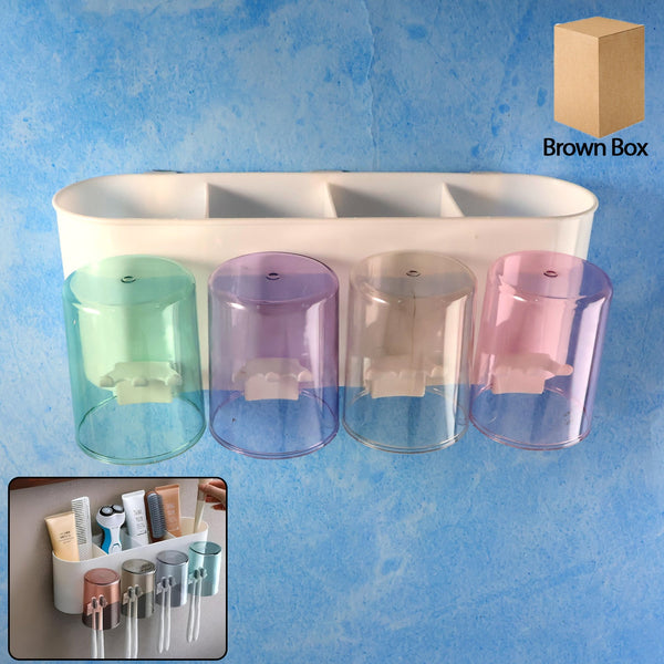 Wall Mounted Toothbrush Holder Set (1 Set) - justgrabit.in | Just Grab It