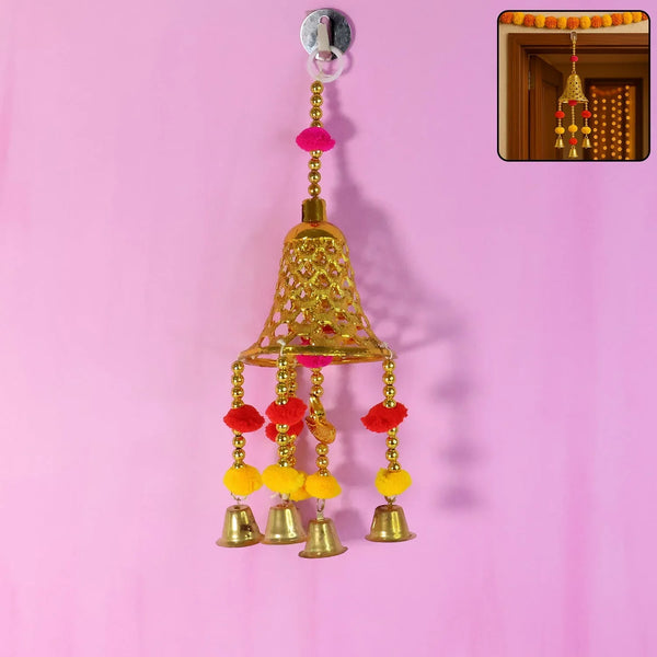 Decorative Hanging Bell with Colorful Tassels - (1 Pc) - justgrabit.in | Just Grab It