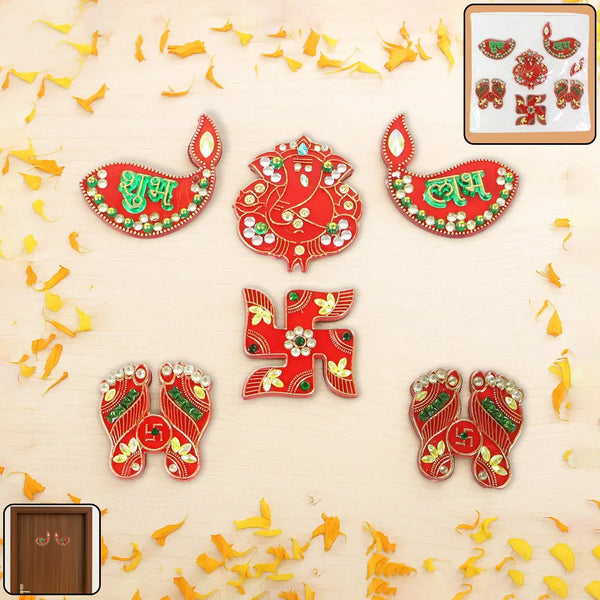 Traditional Decorative Shubh Labh Door Hanging (6 Pc / 1 Set) - justgrabit.in | Just Grab It