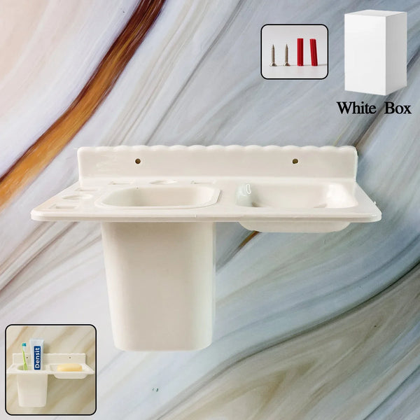 3in1 Wall Mounted Multi - Compartment Toothbrush & Soap Holder with Cup (1 Pc) - Justgrabit Inc.