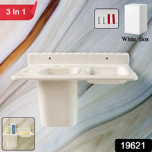 3in1 Wall Mounted Multi - Compartment Toothbrush & Soap Holder with Cup (1 Pc) - Justgrabit Inc.