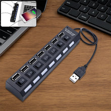 USB Splitter Multi Port USB 2.0 Hub, 7 Port with Independent On/Off Switch and LED Indicators USB A Port Data Hub, Suitable for PC Computer Keyboard Laptop Mobile HDD, Flash Drive Etc - Justgrabit Inc.