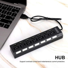USB Splitter Multi Port USB 2.0 Hub, 7 Port with Independent On/Off Switch and LED Indicators USB A Port Data Hub, Suitable for PC Computer Keyboard Laptop Mobile HDD, Flash Drive Etc - Justgrabit Inc.
