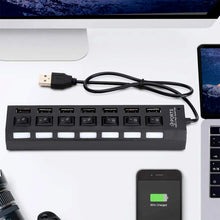 USB Splitter Multi Port USB 2.0 Hub, 7 Port with Independent On/Off Switch and LED Indicators USB A Port Data Hub, Suitable for PC Computer Keyboard Laptop Mobile HDD, Flash Drive Etc - Justgrabit Inc.