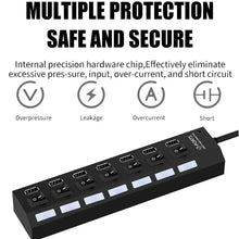 USB Splitter Multi Port USB 2.0 Hub, 7 Port with Independent On/Off Switch and LED Indicators USB A Port Data Hub, Suitable for PC Computer Keyboard Laptop Mobile HDD, Flash Drive Etc - Justgrabit Inc.