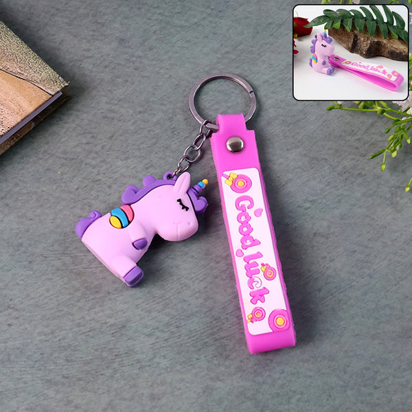 Cute Cartoon Silicone 3D Key Chain with Metal Hook & Strap (Pack of 1) - justgrabit.in | Just Grab It