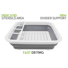 Collapsible Folding Silicone Dish Drying Drainer Rack with Spoon Fork Storage Holder - Justgrabit Inc.